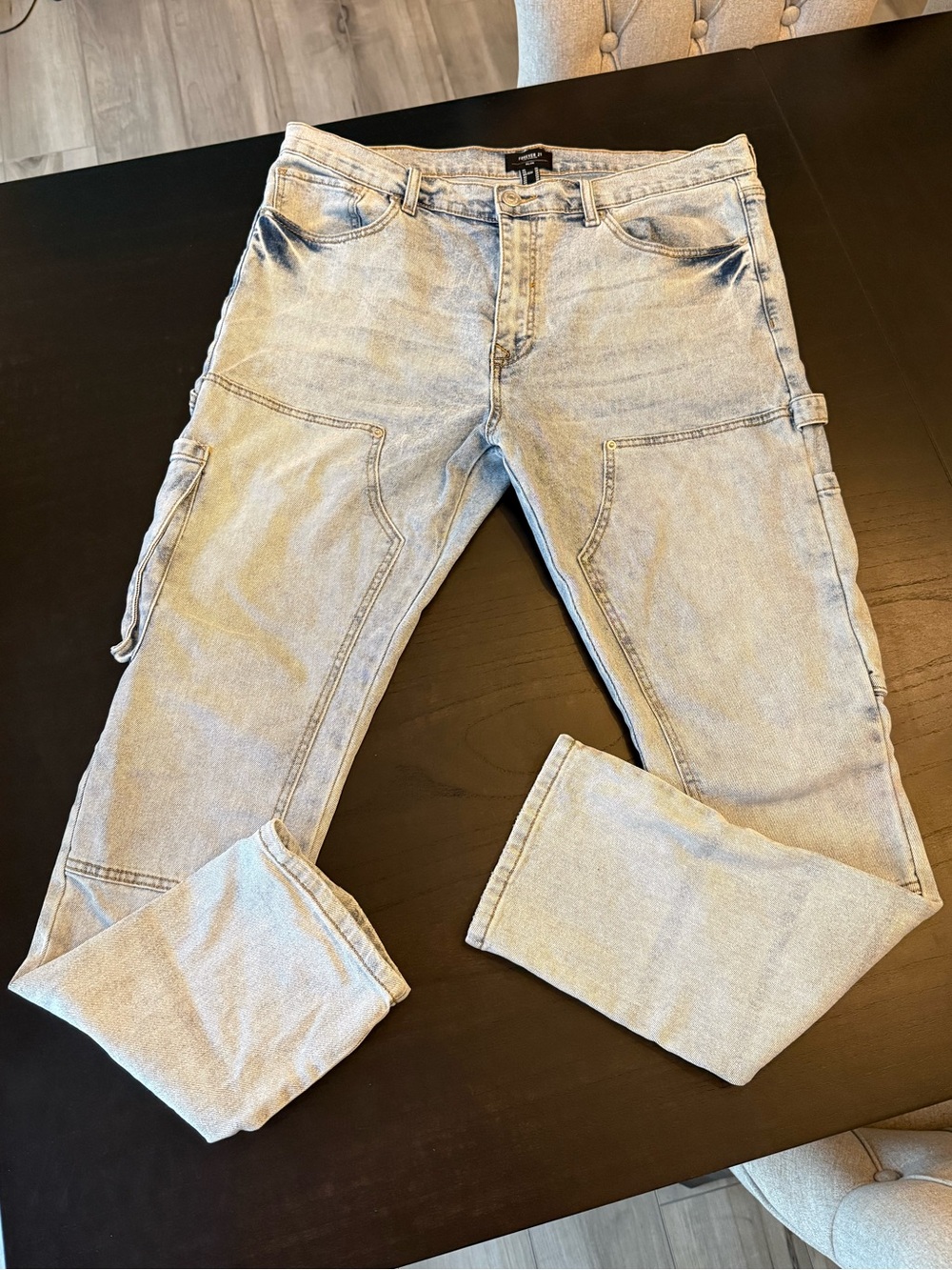 Forever 21 Light Blue Cargo Carpenter Slim Fit Jeans